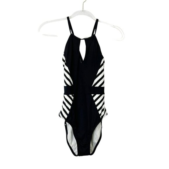 La Blanca One Piece Swimsuit Women’s Size 6 Black White Stripe - Picture 1 of 10